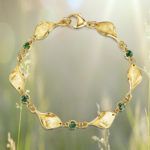 Leaf Bracelet with Green Tourmalines