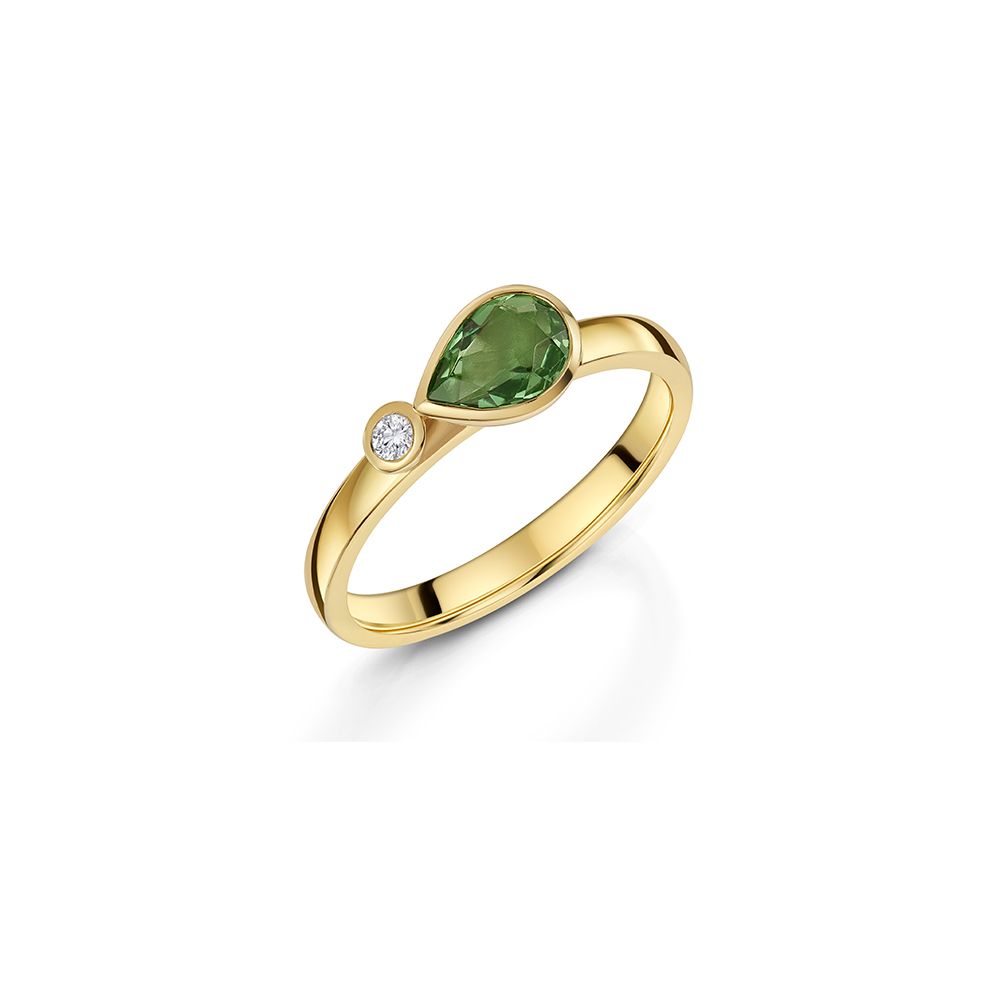 Green Tourmaline and Diamond Ring