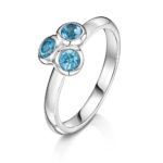 Blue Topaz triple silver ring