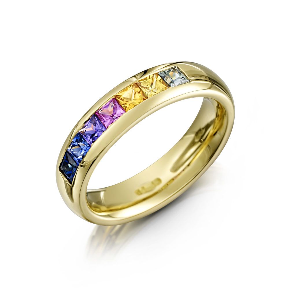 Rainbow Sapphire Engagement Ring