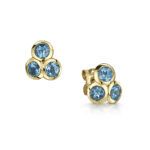 Gold Triple Topaz stud