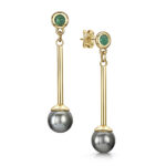 Tahitian Pearl and Emerald Earrings