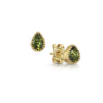 Pear shape Green Tourmaline Gold Studs