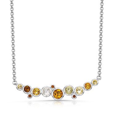 Silver Citrine multi bezel necklace