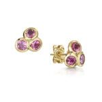 Pink Tourmaline triple studs
