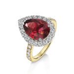 Rubellite and Diamond Ring