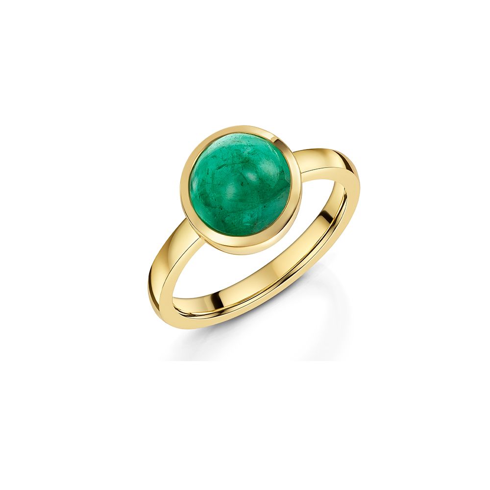 18ct Gold Cabochon Emerald Ring