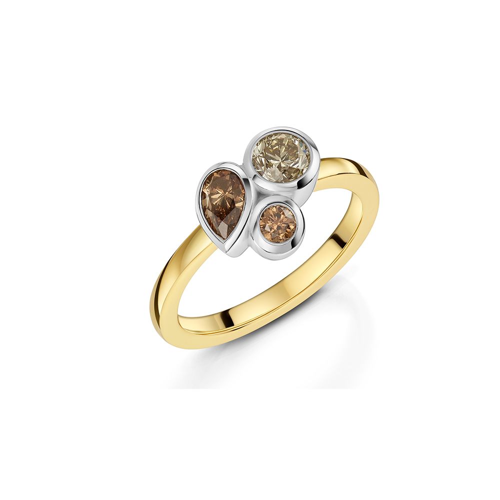 Natural Brown and Champagne  Diamond Ring