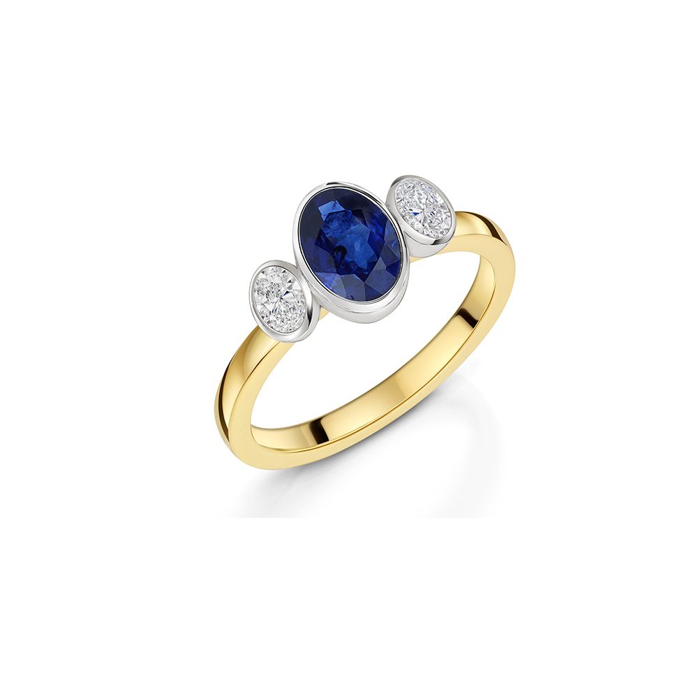 Oval Blue Sapphire and Diamond Ring