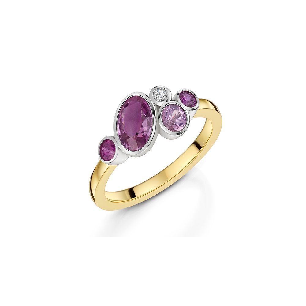 Pink Sapphire and Diamond Ring