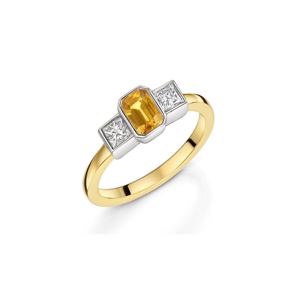 18ct & Platinum Yellow Sapphire and Diamond Ring
